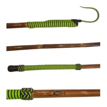 Imagem de Calcutta Bamboo Pro Fish Gaff Embrulhado em Cordão Estilo Deckhand (Gancho: Mustad 2,50 pol (64 mm) Gap com revestimento de cerâmica, SLOB Stick Neon Green) Roxo, 3ft (91 cm) Ação: Leve)
