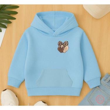 Imagem de Agasalho Moletom Canguru Estampa Minimalista Corações Oncinha Feminino