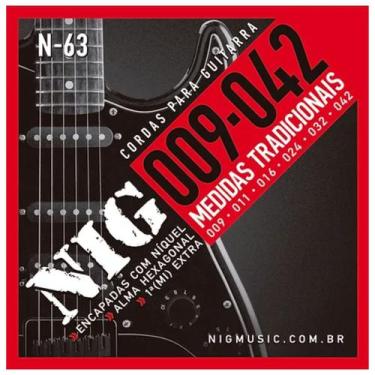 Imagem de Encordoamento Guitarra N-63 Nig .009 + Palheta Brinde PRN63L - Rouxino