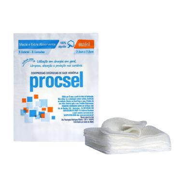 Imagem de Compressa de gaze Procsel Estéril 13 fios 7,5 x 7,5 cm 10 unidades