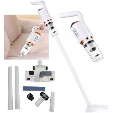 Imagem de Aspirador de Pó Portátil Sem Fio 2 em 1 Vertical e Manual Função Seco e Molhado Branco e Dourado 103,5 cm