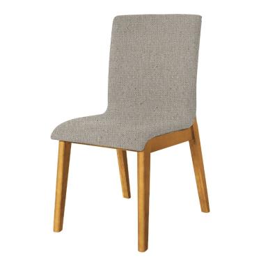 Imagem de Kit 4 Cadeiras De Jantar Luxo Diamante Estofadas Em Linho Bege Base Madeira Maciça 