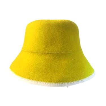 Imagem de IEUDNS Chapéu de sauna, touca de sauna com diâmetro de 29 cm, boné fishman, portátil para ambientes internos, estilo russo, acessórios para banho russo, para, Amarelo
