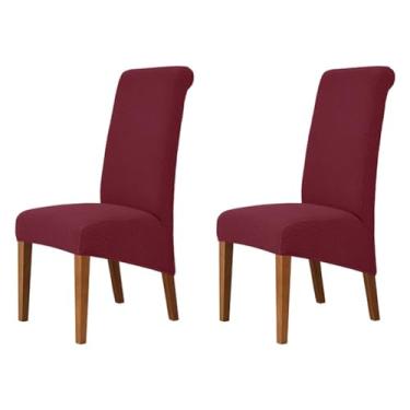 Imagem de Lzyjckh Capa elástica para cadeira de jantar, Capas para cadeiras com encosto alto, Protetor de capa para cadeira Parsons removível e lavável, para sala de jantar, festa,Red,2PCS