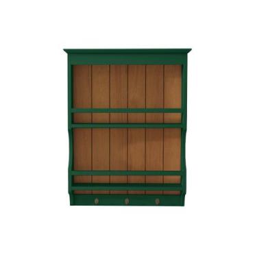 Imagem de Prateleira de Madeira Multiuso Com Ganchos Veneza Verde - Belle House 