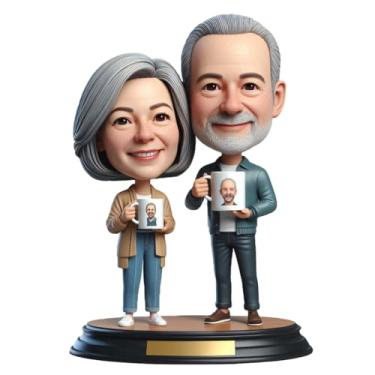 Imagem de Café personalizado – Casal apaixonado balança a cabeça feita à mão, ótimo presente para entusiastas de cafeína, realçando ritual matinal, vibração, lembrança artística para exibição diária de alegria