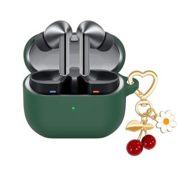 Imagem de AGAOSH Capa protetora para Samsung Galaxy Buds 3 e Galaxy Buds 3 Pro, chaveiro fofo com pingente de cereja, capa protetora de silicone macio margarida para fones de ouvido Samsung Galaxy Buds3 Pro