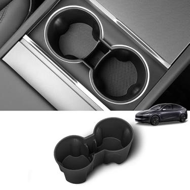 Imagem de LUCKEASY Suporte de copo de água para console central para Tesla modelo Y Juniper 2026 2025 novo TPE organizador interior de carro console central protetor limitador de bebida de água para acessórios