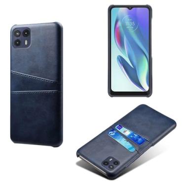 Imagem de Capas Compatível com MOTO G50 5G,Caso de couro PU-Tampa de telefone a prova de choque com 2 slots de cartão,Proteção anti-impressão digital e anti-gota-Blue