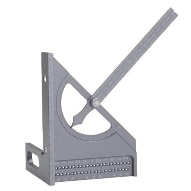 Imagem de Depisuta Régua de medição multiangular 3D, régua triangular de meia-esquadria de liga de alumínio, ajustável de 0 a 180 graus, esquadro de carpinteiro de alta precisão (Cinza prateado)
