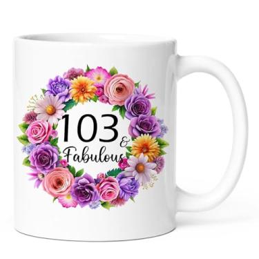 Imagem de KOXAME Caneca de aniversário 103 and Fabulous - Ideias de presente de aniversário de 1922 para mulheres - Presentes de 103 anos para sua mãe, avó, irmã, esposa, amiga, tia, colega de trabalho, filha