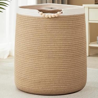Imagem de ENAORGAN Cesto de roupa suja extra grande de 90 L, corda tecida, juta, vime, vime, roupas para bebês, meninos, berçário, crianças, cobertor alto, cesta na sala de estar, quarto, estética