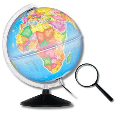 Imagem de Globo Terrestre Giratório Político Luminoso 30cm + Lupa de Mão - Libre