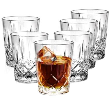 Imagem de Copos de vinho de plástico premium de 293 ml - Copos de bebida reutilizáveis transparentes e inquebráveis, sem BPA, conjunto de 6 copos reutilizáveis de padrão glacial para vinho tinto e branco, festa