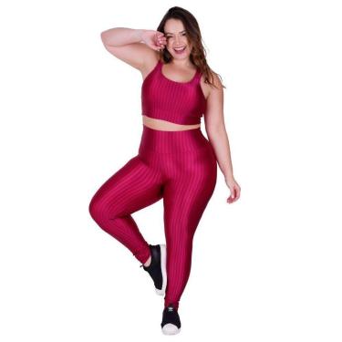 Imagem de Conjunto Fitness Plus Size Top com Bojo Removível e Legging Cintura Alta 3D Feminino Terra e Mar-Feminino