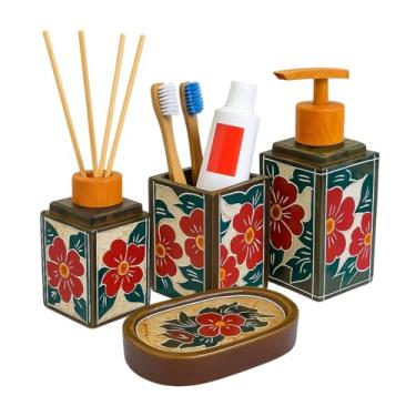 Imagem de Kit Banheiro 4 Pçs Pedra Sabão Saboneteira Dispenser Artesanal