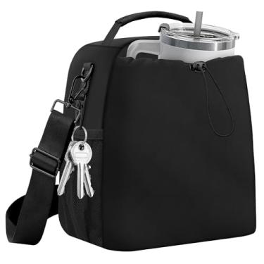 Imagem de SelfTek Lancheira isolada para homens e mulheres com alça de ombro ajustável - compatível com copos Stanley de 30/1,134 g, lancheira térmica à prova de vazamento para escritório, trabalho, viagens