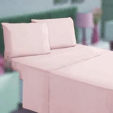 Imagem de Jogo Cama Casal 3P Lençol Sem Elástico + Fronha 100% Algodão - Ametist