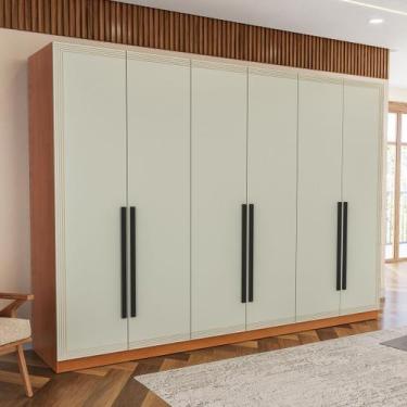 Imagem de Guarda Roupa 6 Portas 4 Gavetas Valência Politorno, freijó/verde