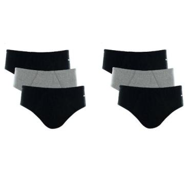 Imagem de Kit Com 6 Cuecas Slip Mash Algodão 010.20, G, Preto/Preto/Cinza Mescla
