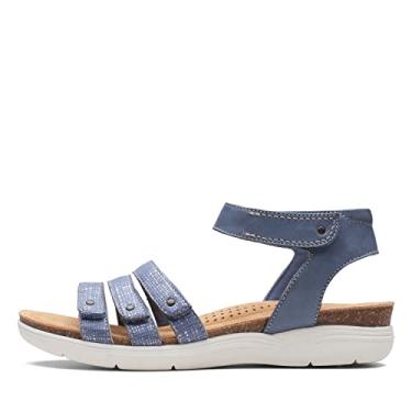 Imagem de Clarks Sandália feminina April Dove, Couro azul jeans, 7.5 Narrow