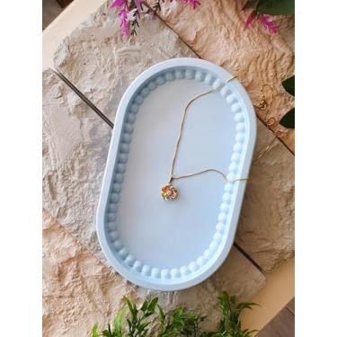 Imagem de Bandeja Bubble Oval - Diversas Cores - Artesanal - Para decoração, porta joia, acessórios (Azul Claro)