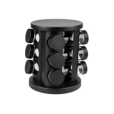 Imagem de Porta Temperos Codimentos 12 Potes Giratório - Organizador de Condimentos para Cozinha (Preto)