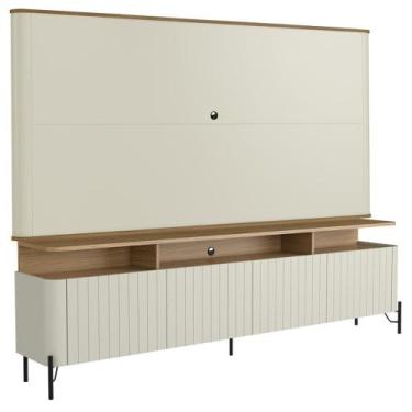 Imagem de Rack Sala Com Painel Para TV 75 Pol 4 Portas Brise 180cm Pés Preto Cli