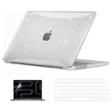 Imagem de EooCoo Capa compatível com MacBook Pro 35.6 cm M5 2025 2024-2021 M4 M3 M2 M1 Pro Max Chip, capas rígidas com capa de teclado, protetor de tela - Transparente brilhante