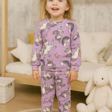 Imagem de Pijama Estampado Infantil Menina e Menino Inverno Soft Manga Longa Tam