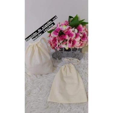 Imagem de Kit com 10 Saquinhos de Algodão cru 14x20 cm Liso - T2Click