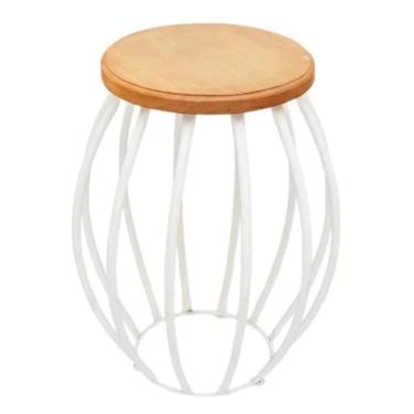 Imagem de Banco Barril Branco Madeira Ferro Rústico Peroba Rosa