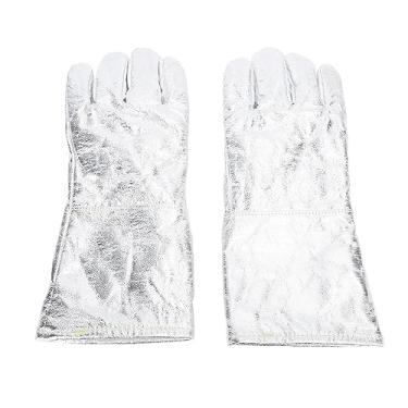 Imagem de Luvas de soldasgem Munefe, luvas de soldasgem aluminizadass, luvas retardasntes das chama à prova de incêndio para fundição de metal