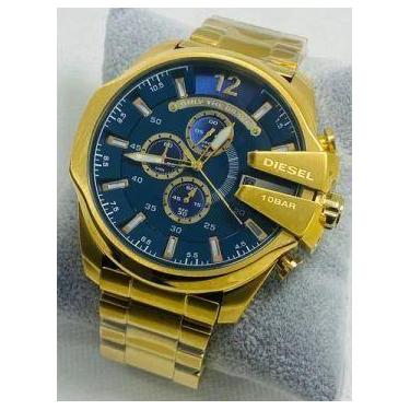 Imagem de Relógio Masculino Diesel Dourado C/Azul 10 Bar - Majestoso Joias e Ace