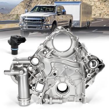 Imagem de VORGENS Capa de sincronização do motor compatível com Ford 250/350/450/550, Powerstroke, 6,7L, V8, 2017 2018 2019 2020 - Substitua HC3Z-6019-A/BC3Z-6019-B Capa de corrente de distribuição