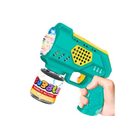 Imagem de Pistola Máquina Lançador Bolhas De Sabão Automática Luzes LED divertido p/crianças (Verde)
