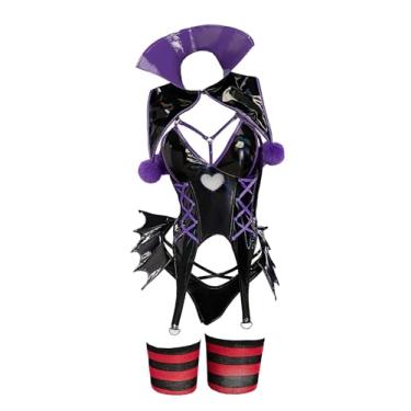 Imagem de Mobbunny Lingerie feminina maligna sexy cospaly anime derivado Halloween palhaço lingerie top calcinha com acessório para cabeça (M)