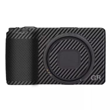 Imagem de Adesivo de câmera resistente ao desgaste GR 3 GR 3X Película protetora decalque de película protetora de precisão para Ricoh GR3 GR3X (fibra de carbono preto)