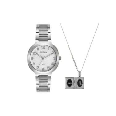 Imagem de Mondaine Kit Relógio Feminino Classic, Prata, Analógico, Pulseira em Aço Inoxidável, com Pulseira Flor
