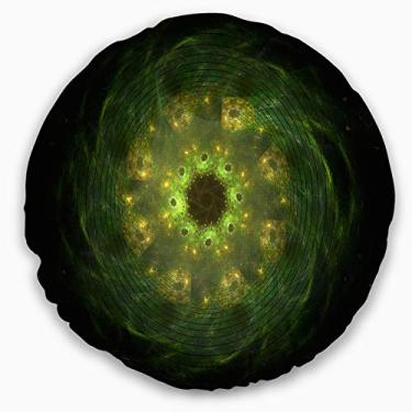 Imagem de Designart Flor fractal verde brilhante em preto floral sala de estar, sofá, enchimento de almofada + capa de almofada impressa em ambos os lados 50,8 cm