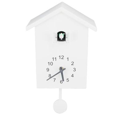 Imagem de TOPINCN Relógio de Cuco Com Vozes de Pássaros Cuco, Relógio de Parede de Pássaro Relógio de Estilo Nórdico Casa de Pássaro Pêndulo Parede Pendurada na Parede de Arte Decoração para Sala (Branco)