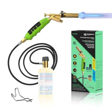 Imagem de TURBOHEAT Mangueira de mão para tocha de propano para serviço pesado MAPP Tocha a gás Turbo Propano Cabeça de tocha com Igniter Mangueira longa de 1,5 m Kit de tocha a gás MAP de latão completo em