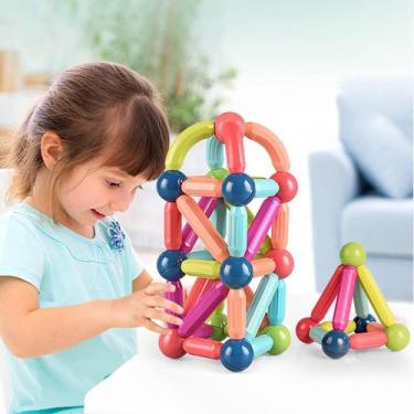 Imagem de Bloco de Montar Magnético Infantil Brinquedo Educativo Kit Criativo Pe