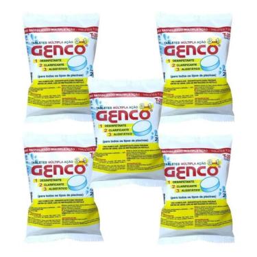 Imagem de Kit 05 Pastilha Tablete Genco Cloro Multi Ação 200g Piscina