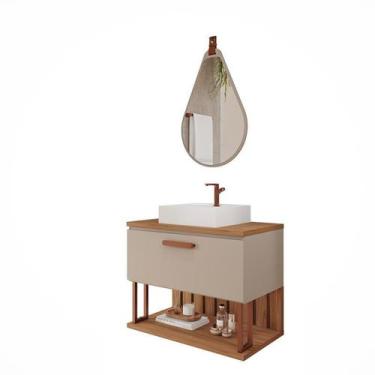 Imagem de Gabinete de Banheiro Duna 80 com Espelho Gota Cappuccino/Freijo - MGM