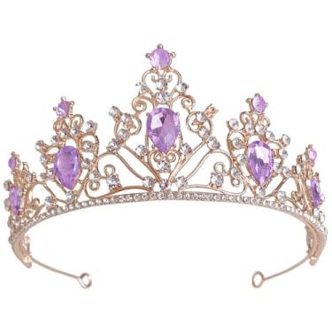 Imagem de Lurrose Coroa de Noiva: Tiara Com Strass - Tiara Elegante de Princesa para Mulheres, Casamento, Baile de Formatura, Festa de Aniversário (cor 6)