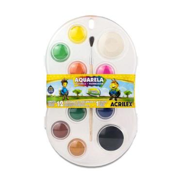 Imagem de Aquarela Acrilex pastilha com 12 cores + pincel