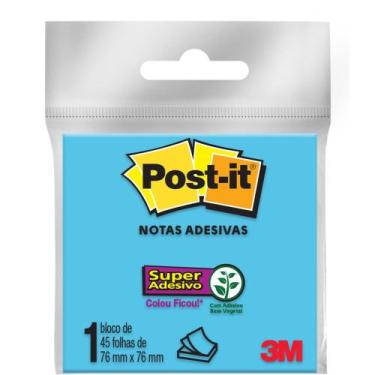 Imagem de Bloco adesivo 3M post-it 76X76mm azul 45 folhas