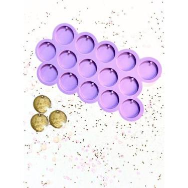 Imagem de R470 molde de silicone paleta círculos furo 4cm 15 cavidades resina - 