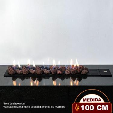 Imagem de Lareira a Gás Luna 100cm  Aço Carbono Preto  Fogo & Art, Sem chave de 